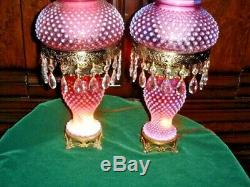 Old Fenton Lamp Cranberry Hobnail Opalescent 3 Lighting Options (1-2)