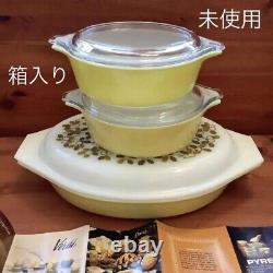 Old Pyrex 3-piece casserole set oven cooking unused with box rare japan