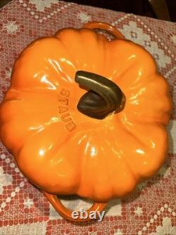 Orange Staub Pumpkin Pot Lid Gold Handle High Heat Oven Proof