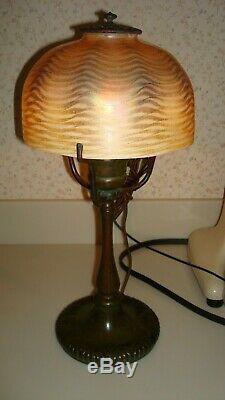 Original Signed Tiffany Studios Favrile Lamp Base And Shade