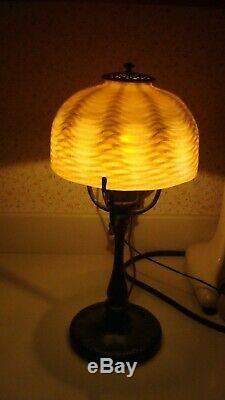 Original Signed Tiffany Studios Favrile Lamp Base And Shade