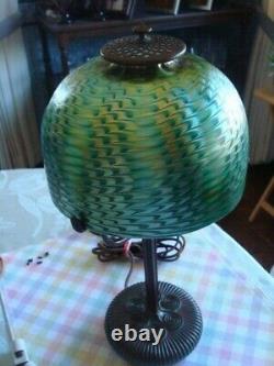 Original Tiffany Studios Lamp With Tiffany Art Glass Shade