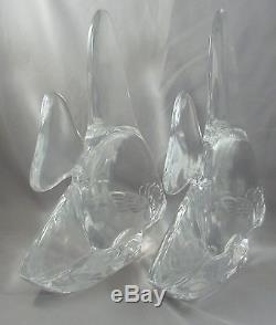 PAIR (2) 1930s Steuben Crystal Large Tropical Angel Fish Sculptures Carder Waugh