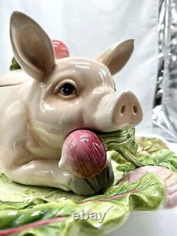 PIG Terrine, ? Platter? Ladel Lid FITZ & FLOYD 4 Piece Serving Set Holiday Animal