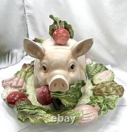 PIG Terrine, ? Platter? Ladel Lid FITZ & FLOYD 4 Piece Serving Set Holiday Animal