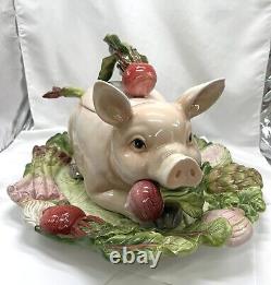 PIG Terrine, ? Platter? Ladel Lid FITZ & FLOYD 4 Piece Serving Set Holiday Animal