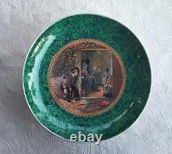 PRATTWARE MALACHITE BORDER PEDESTAL BOWL THE TRUANT T WEBSTER c1900s