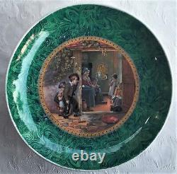 PRATTWARE MALACHITE BORDER PEDESTAL BOWL THE TRUANT T WEBSTER c1900s