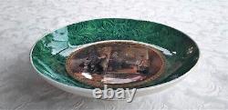 PRATTWARE MALACHITE BORDER PEDESTAL BOWL THE TRUANT T WEBSTER c1900s