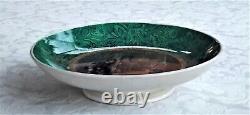 PRATTWARE MALACHITE BORDER PEDESTAL BOWL THE TRUANT T WEBSTER c1900s