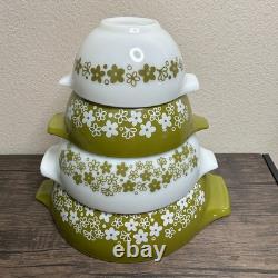 PYREX Cinderella Mixing Bowl Set of 4 Spring Blossom Green Crazy Daisy 4066