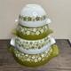 PYREX Cinderella Mixing Bowl Set of 4 Spring Blossom Green Crazy Daisy 4066