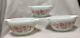 PYREX Gooseberry Pink On White Cinderella Mixing Bowls, Set Of 3, 1.5 Pint, Vtg