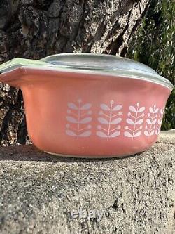 PYREX PINK STEMS Gorgeous RARE Dish HTF Vintage 043 Oval 1-1/2 Qt. Casserole