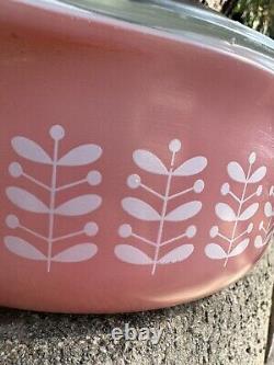 PYREX PINK STEMS Gorgeous RARE Dish HTF Vintage 043 Oval 1-1/2 Qt. Casserole