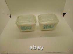 PYREX TURQUOISE AMISH BUTTERPRINT CINDERELLA MIXING BOWLS and CASSEROLE Dishes