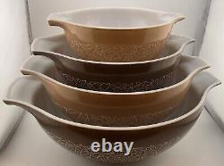 PYREX Woodland Cinderella Nesting Mixing Bowls 41 442 443 444 Set of 4 Brown ExC