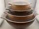 PYREX Woodland Cinderella Nesting Mixing Bowls 41 442 443 444 Set of 4 Brown ExC