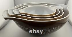 PYREX Woodland Cinderella Nesting Mixing Bowls 41 442 443 444 Set of 4 Brown ExC
