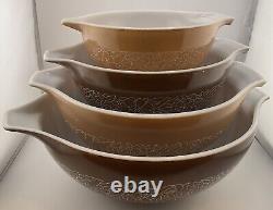 PYREX Woodland Cinderella Nesting Mixing Bowls 41 442 443 444 Set of 4 Brown ExC