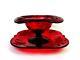 Paden City Glass #890 Crows Foot Red Orchid 6 1/8 Mayo Bowl & Underplate 1930