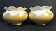 Pair Antique Quezal Art Glass Lamp Shades, Pulled Feather Design, Signed