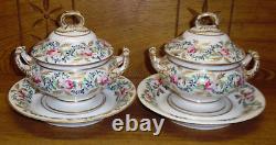 Pair Of Antique Derby Great Britain Porcelain Sauce Tureens REPAIRED