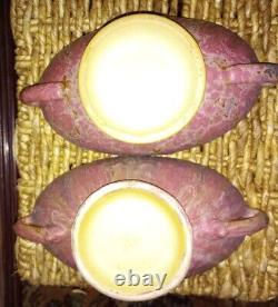 Pair Of Roseville Carnelian II Footed Bowls Gorgeous