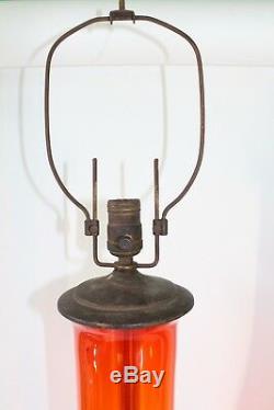 Pair of Blenko Tangerine Glass Table Lamps