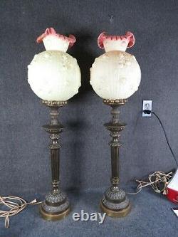 Pair of vintage Fenton banquet Lamps