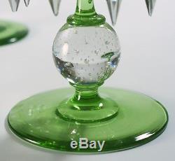 Pairpoint Controlled-Air Bubble Candlesticks with Prisms green