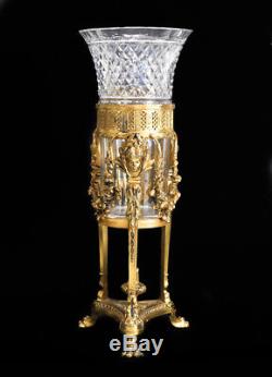 Pairpoint Gilt Bronze and Art Glass Footed Centerpiece Vase, circa 1910