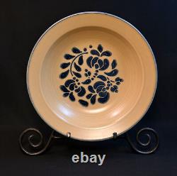 Pfaltzgraff Set of 4 Pasta Bowls 10 Folk Art Blue Tan Copyright USA No Crazing