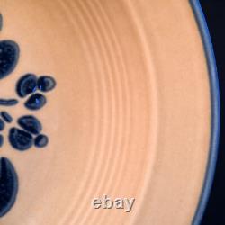 Pfaltzgraff Set of 4 Pasta Bowls 10 Folk Art Blue Tan Copyright USA No Crazing