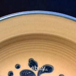 Pfaltzgraff Set of 4 Pasta Bowls 10 Folk Art Blue Tan Copyright USA No Crazing