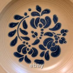Pfaltzgraff Set of 4 Pasta Bowls 10 Folk Art Blue Tan Copyright USA No Crazing
