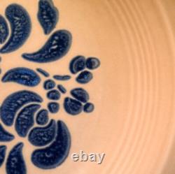 Pfaltzgraff Set of 4 Pasta Bowls 10 Folk Art Blue Tan Copyright USA No Crazing