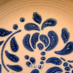 Pfaltzgraff Set of 4 Pasta Bowls 10 Folk Art Blue Tan Copyright USA No Crazing