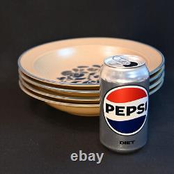 Pfaltzgraff Set of 4 Pasta Bowls 10 Folk Art Blue Tan Copyright USA No Crazing