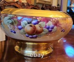Pickard Punch Centerpiece Bowl All Over Gold Fruit Signed Yeschek 1903-1905 #7