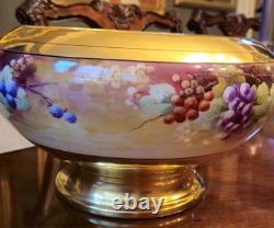 Pickard Punch Centerpiece Bowl All Over Gold Fruit Signed Yeschek 1903-1905 #7