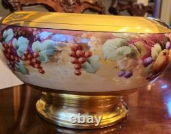 Pickard Punch Centerpiece Bowl All Over Gold Fruit Signed Yeschek 1903-1905 #7