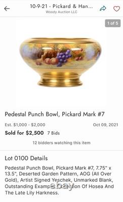 Pickard Punch Centerpiece Bowl All Over Gold Fruit Signed Yeschek 1903-1905 #7