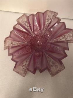 Pink Lilac Art Deco Molded Glass Lamp Shade Consolidated Martel R. Haley