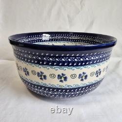Polish Pottery Extra Large Mixing / Salad Serving Bowl 10.5 x 5.5 inch Floral