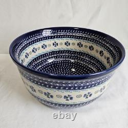 Polish Pottery Extra Large Mixing / Salad Serving Bowl 10.5 x 5.5 inch Floral