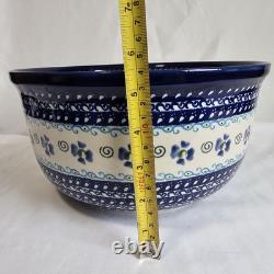 Polish Pottery Extra Large Mixing / Salad Serving Bowl 10.5 x 5.5 inch Floral