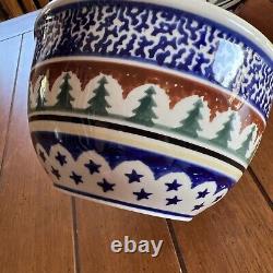 Polish Pottery MIXING/Serving BOWL SET Pine Trees Stars Boleslawiec 3 SHIPS FREE