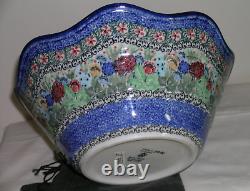 Polish Pottery Unikat 12 Serving Bowl Floral Large by Teresa Liana #3882