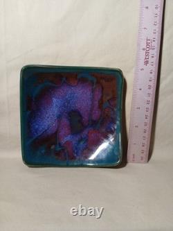 Potters Brown Studio Signed Square Plate Candle Holder Edom TX